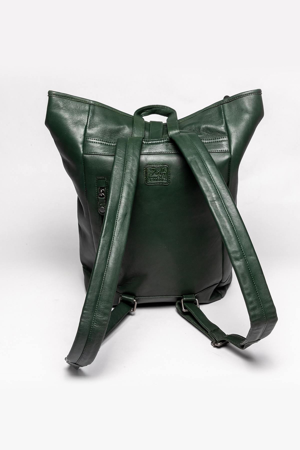 24H Le Mans green leather backpack - Image n°3