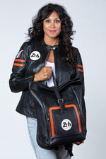 24H Le Mans black leather backpack - Image n°3