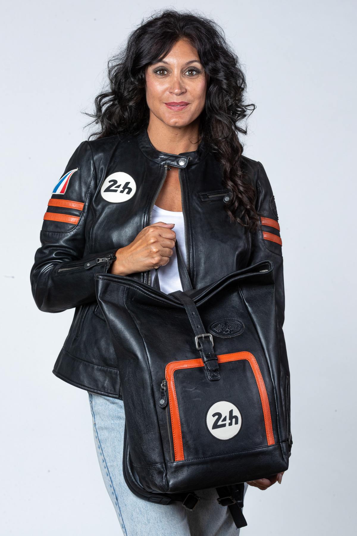 24H Le Mans black leather backpack - Image n°3