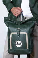 24H Le Mans green leather backpack - Image n°1