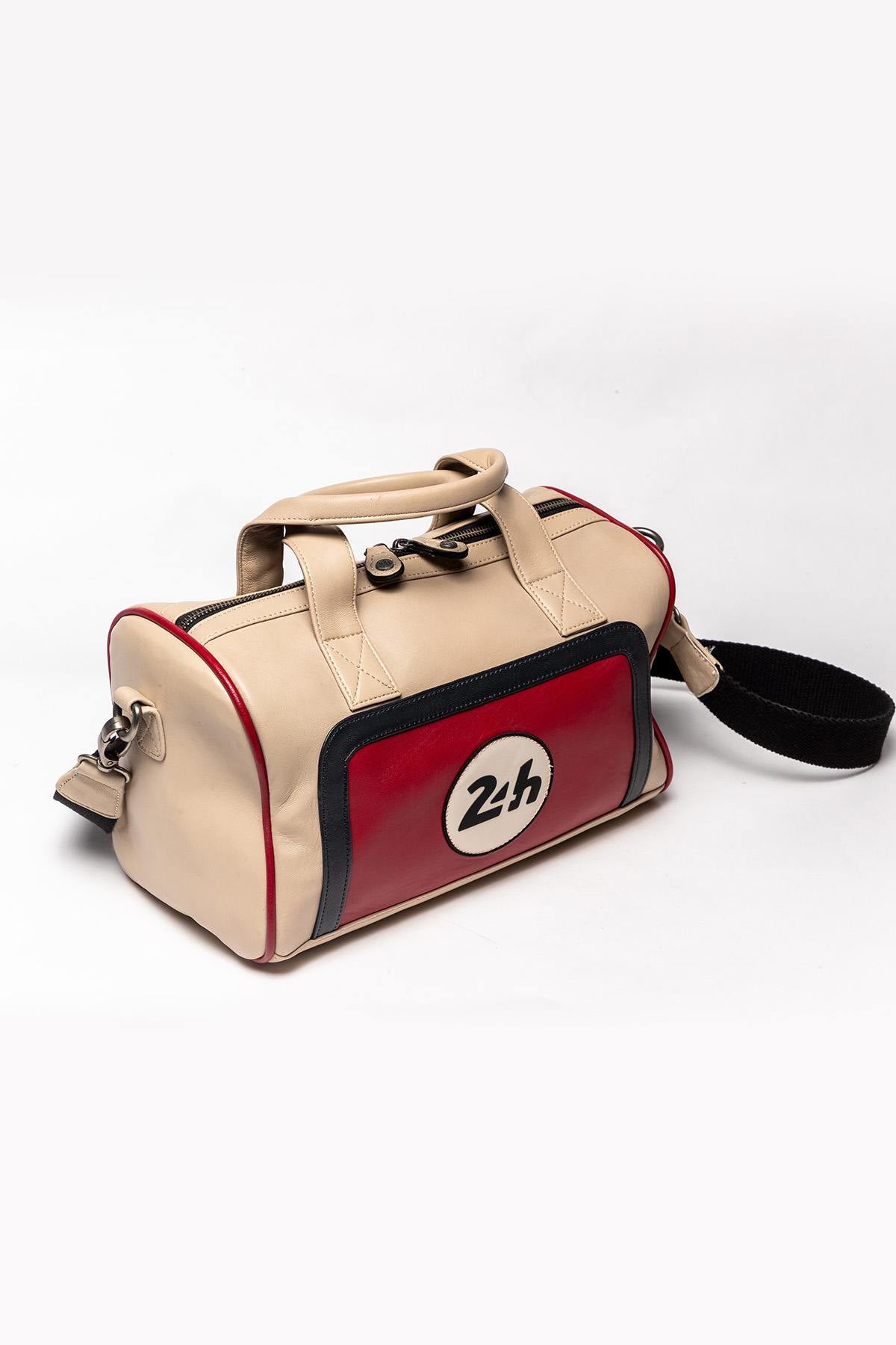 Tricolor racing leather handbag - Image n°3