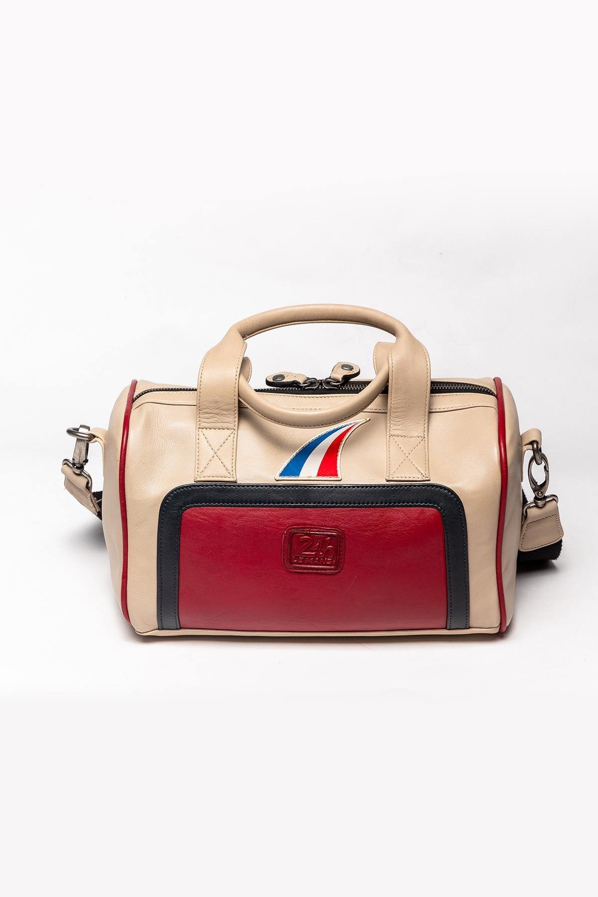 Tricolor racing leather handbag - Image n°2