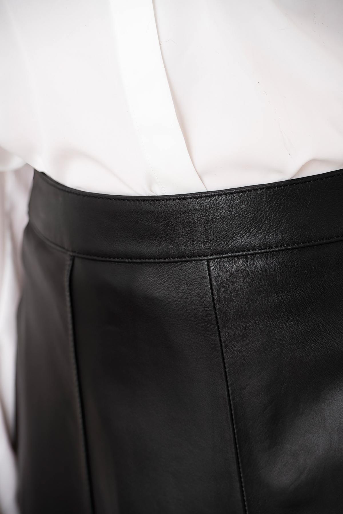 Short black leather skirt - Image n°5