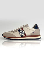 Racing sneakers in ecru leather - Image n°5