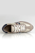 Racing sneakers in ecru leather - Image n°9