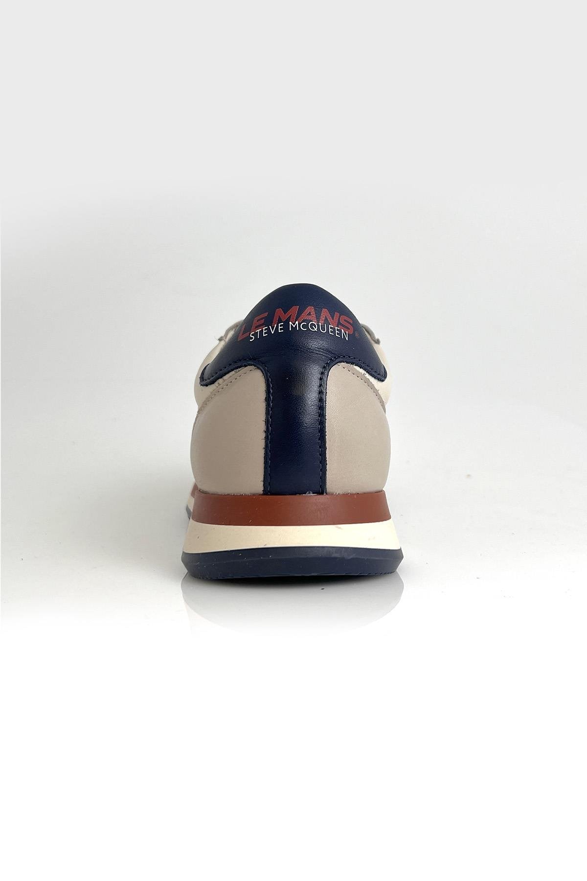 Racing sneakers in ecru leather - Image n°8