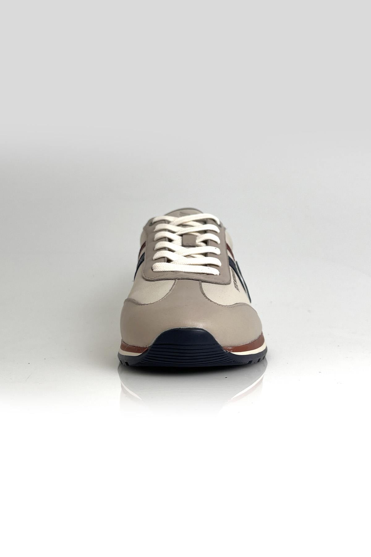 Racing sneakers in ecru leather - Image n°7