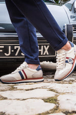 Racing sneakers in ecru leather - Image n°2