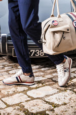Racing sneakers in ecru leather - Image n°4