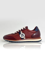 Dark red leather racing sneakers - Image n°4