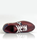 Dark red leather racing sneakers - Image n°6
