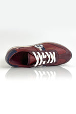 Dark red leather racing sneakers - Image n°6