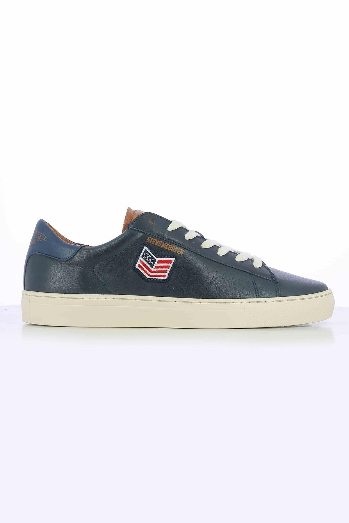Steve McQueen navy blue leather sneakers - Image n°1