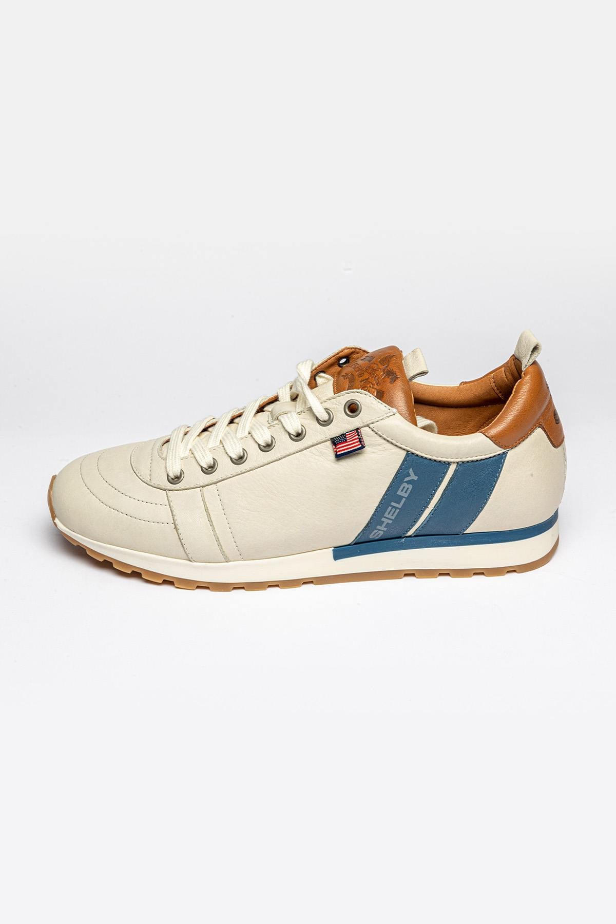 Shelby ecru leather sneakers - Image n°1