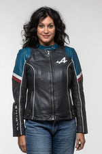 Women's Navy Blue Alpine Leather Jacket - Image n°3