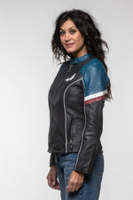 Women's Navy Blue Alpine Leather Jacket - Image n°7