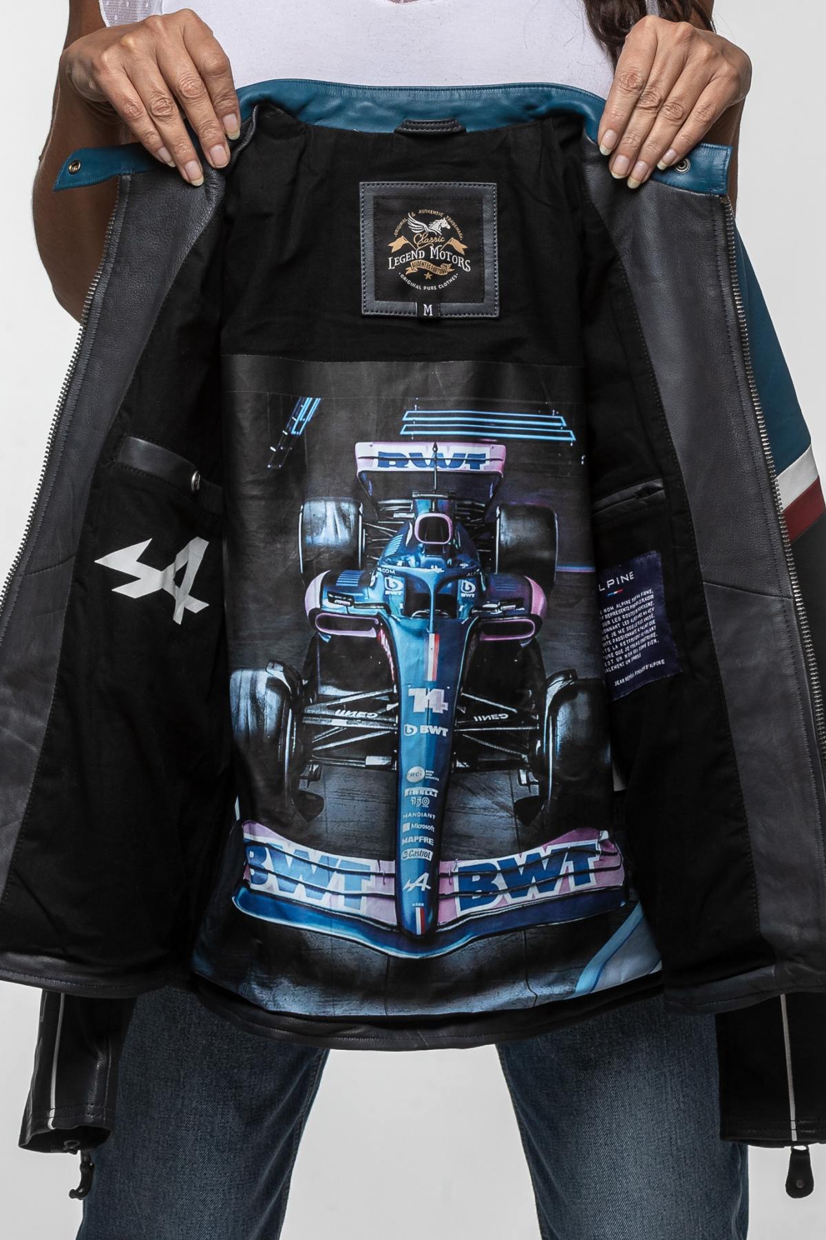 Navy sheepskin jacket: motorsport-inspired, regular fit, year-round. - Image n°2