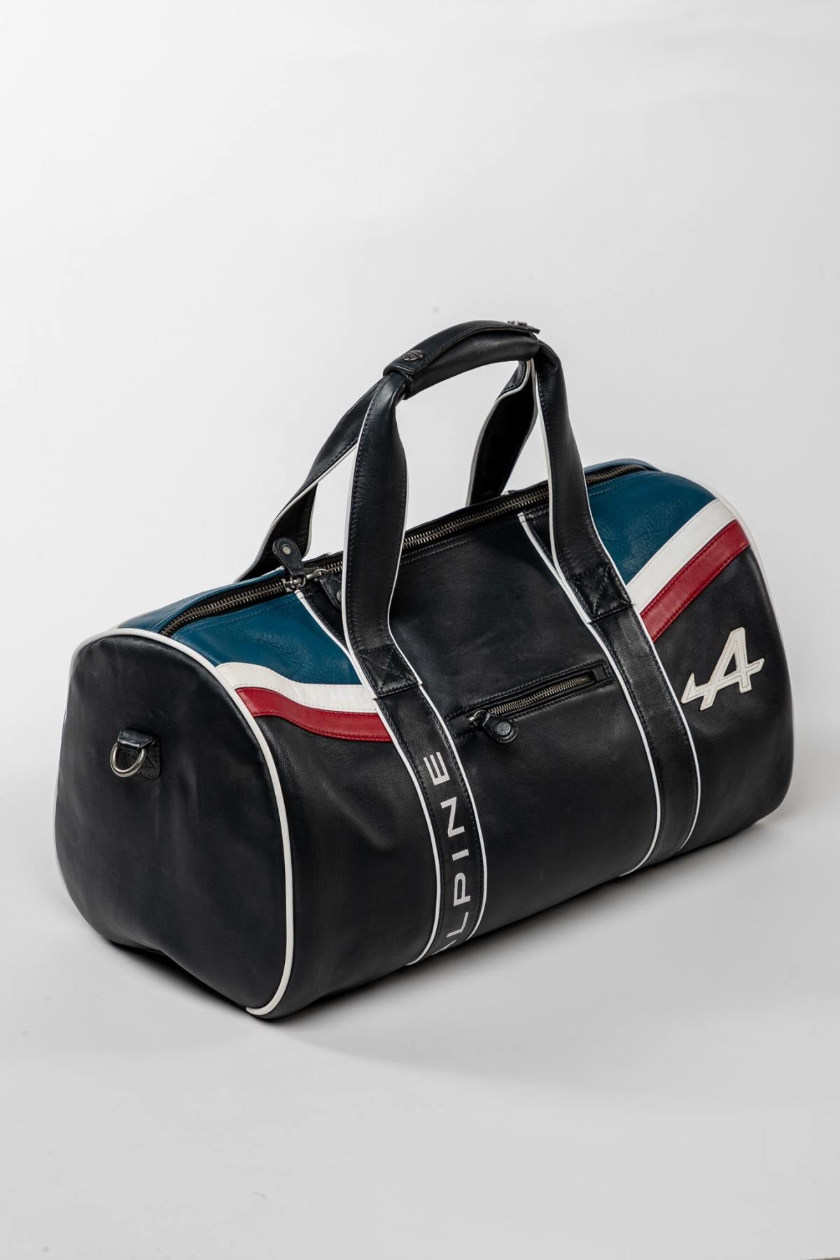 Alpine navy blue leather sports bag - Image n°9
