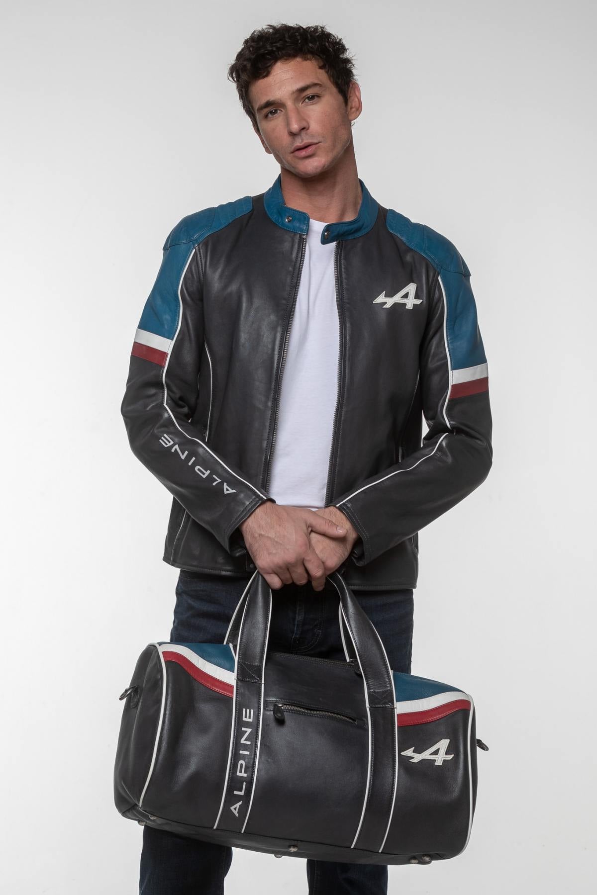 Alpine navy blue leather sports bag - Image n°12