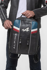 Alpine navy blue leather backpack - Image n°4