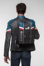Alpine navy blue leather backpack - Image n°8