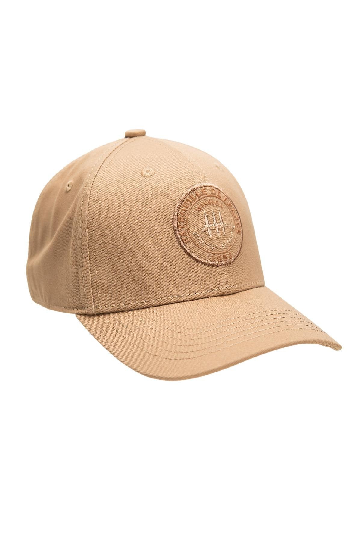 Dark beige cap with embroidered Patrouille de France badge - Image n°1