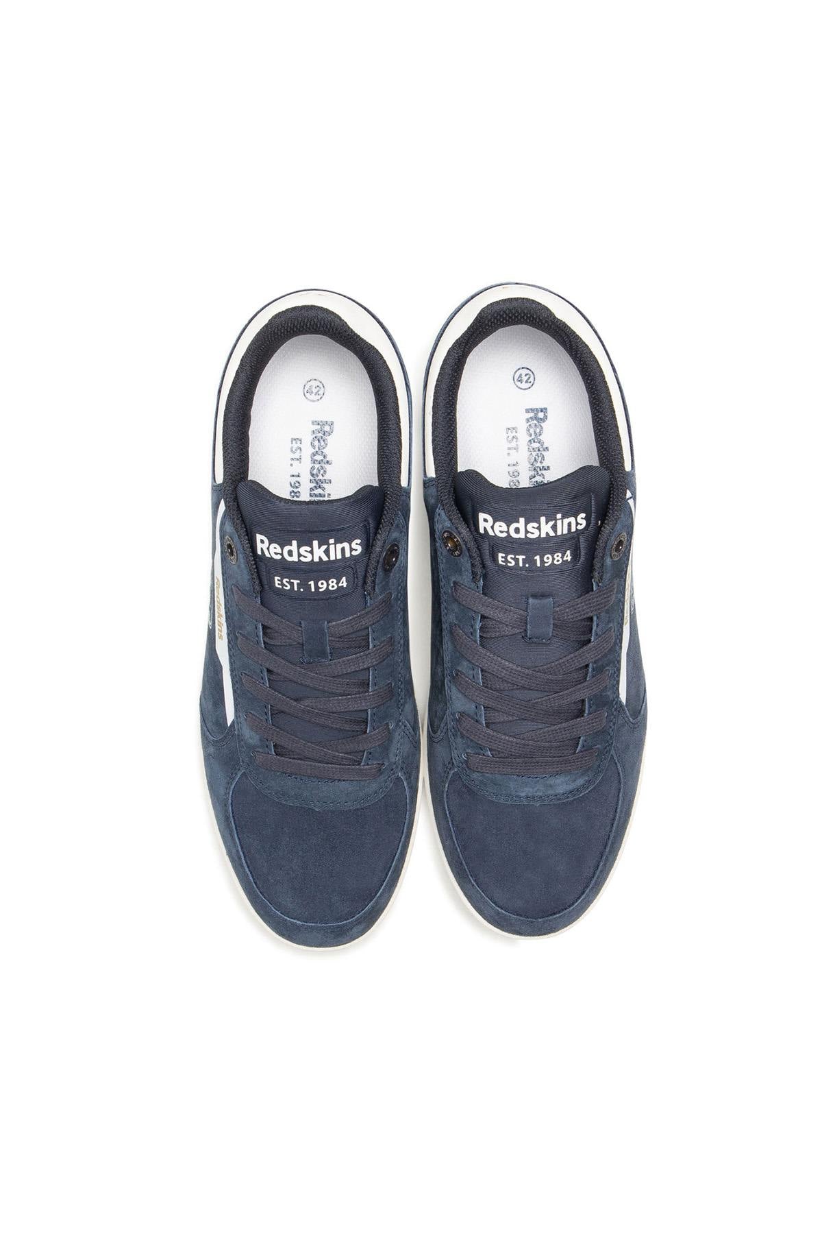 Navy blue suede leather sneakers - Image n°3