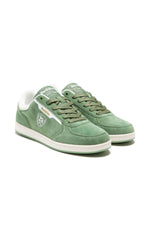 Green suede leather sneakers - Image n°1