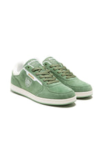 Green suede leather sneakers - Image n°1