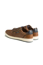 Cognac and navy leather sneakers - Image n°2