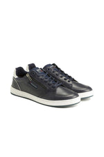 Navy and white leather sneakers - Image n°1