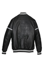 Redskins' black-and-white lambskin bomber with teddy collar and mesh. - Image n°10