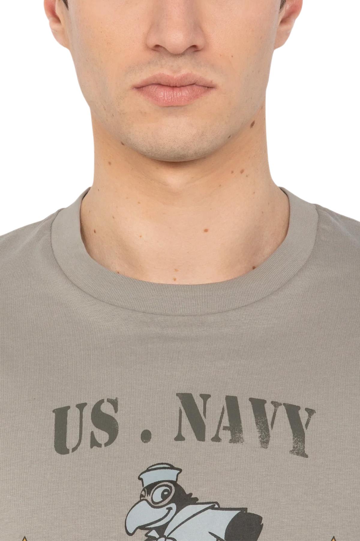 Organic cotton T-shirt with cement color and cartoon illustration - Image n°4