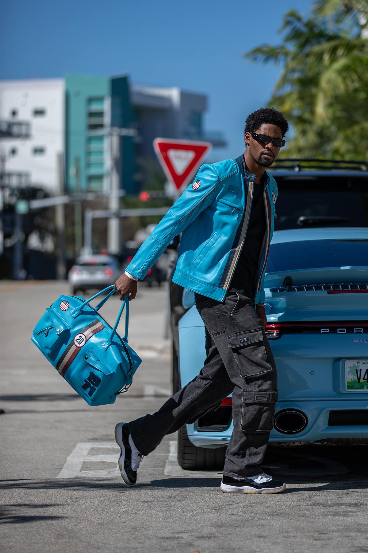 Nordic Blue Leather Racing Jacket - Image n°2