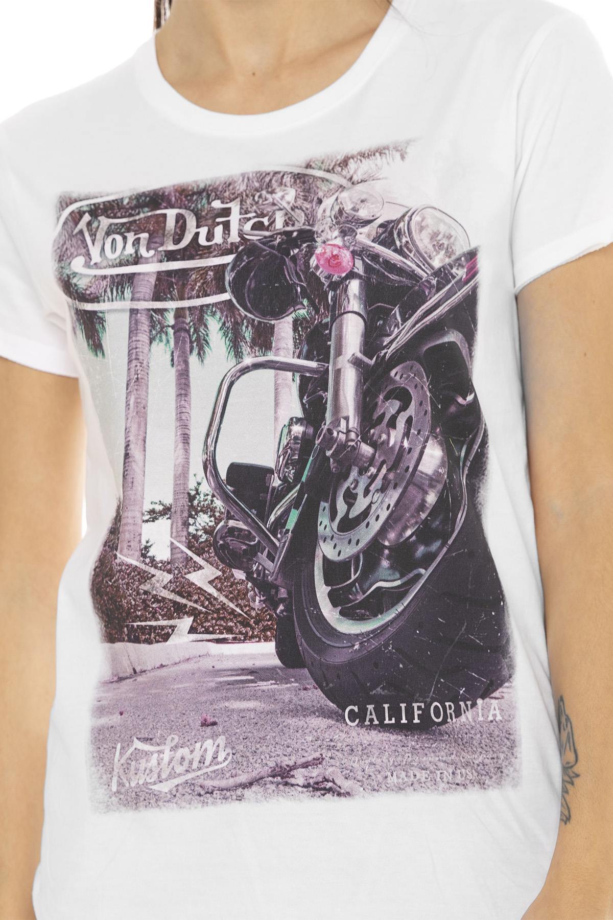 White t-shirt with motorcycle print - Image n°2