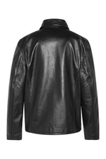 Black cowhide leather jacket with shirt collar - Image n°6