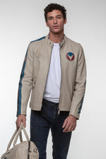 Ecru sheepskin jacket: lightweight, soft, and motorsport-inspired. - Image n°10