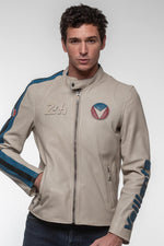 Ecru sheepskin jacket: lightweight, soft, and motorsport-inspired. - Image n°7