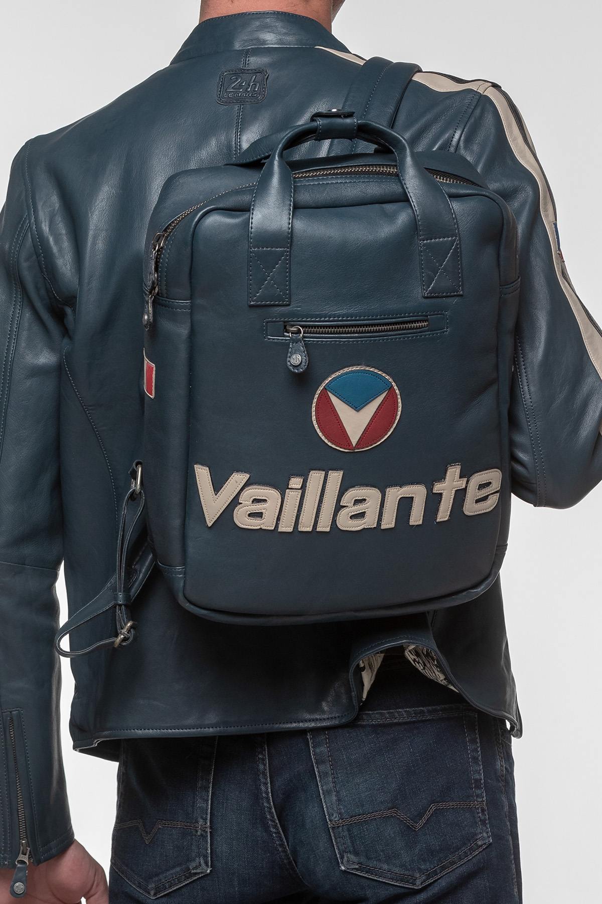 Michel Vaillant Royal Blue Leather Backpack - Image n°2