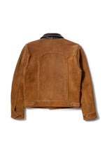 Rugged suede leather trucker jacket with buffalo leather collar - Image n°10