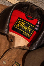 Rugged suede leather trucker jacket with buffalo leather collar - Image n°5