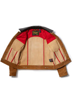 Rugged suede leather trucker jacket with buffalo leather collar - Image n°8