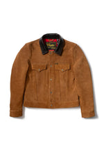 Rugged suede leather trucker jacket with buffalo leather collar - Image n°6