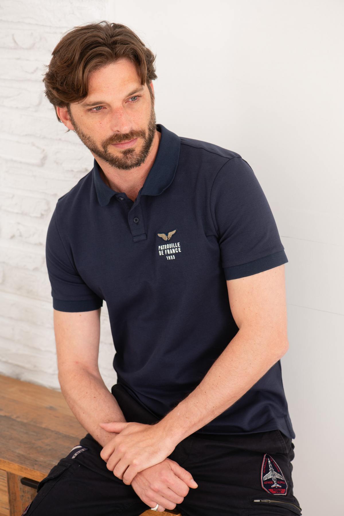 PAF navy blue cotton polo shirt - Image n°2