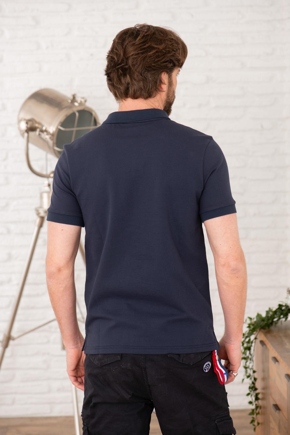 PAF navy blue cotton polo shirt - Image n°3