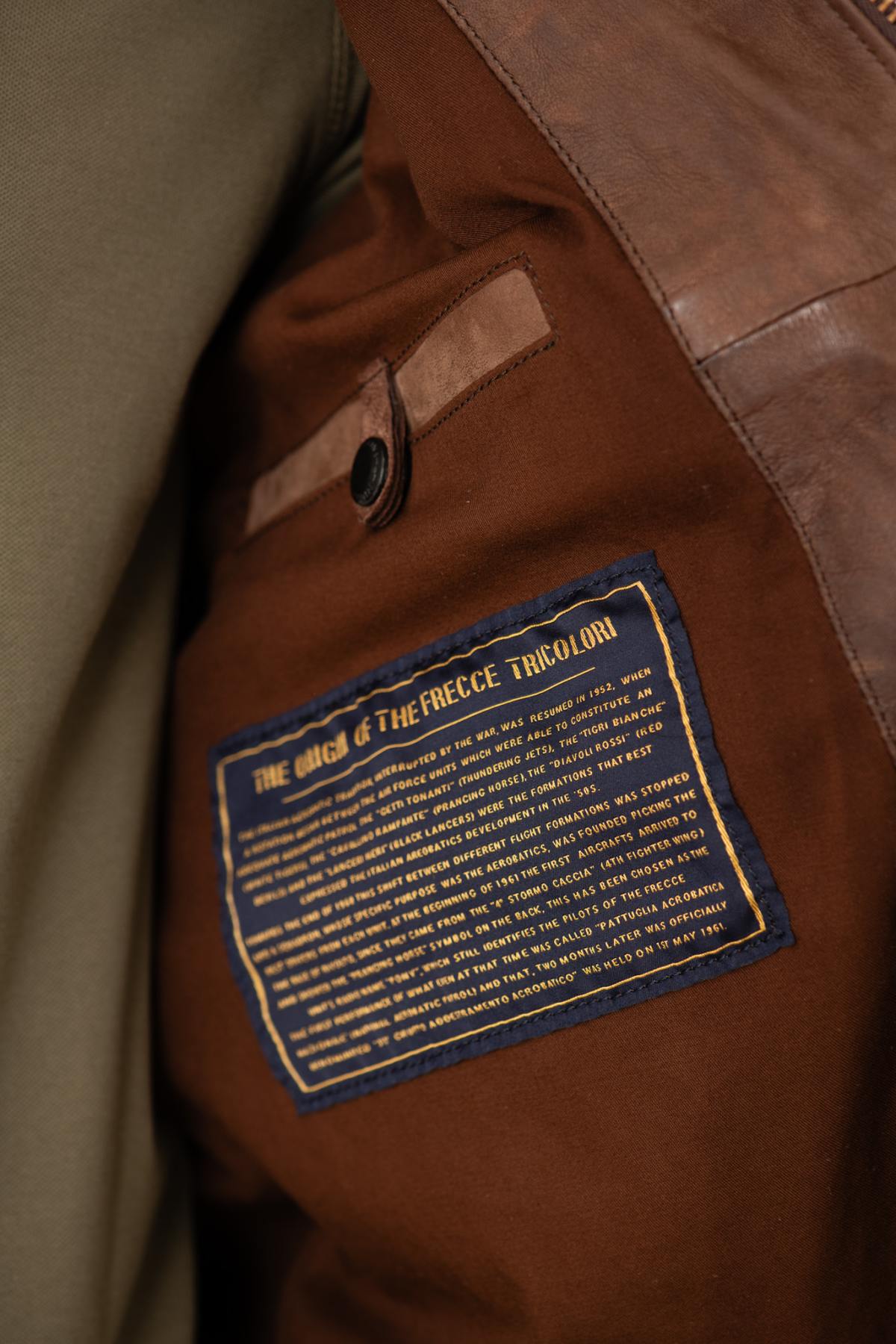 Distressed brown leather bomber jacket - Image n°5