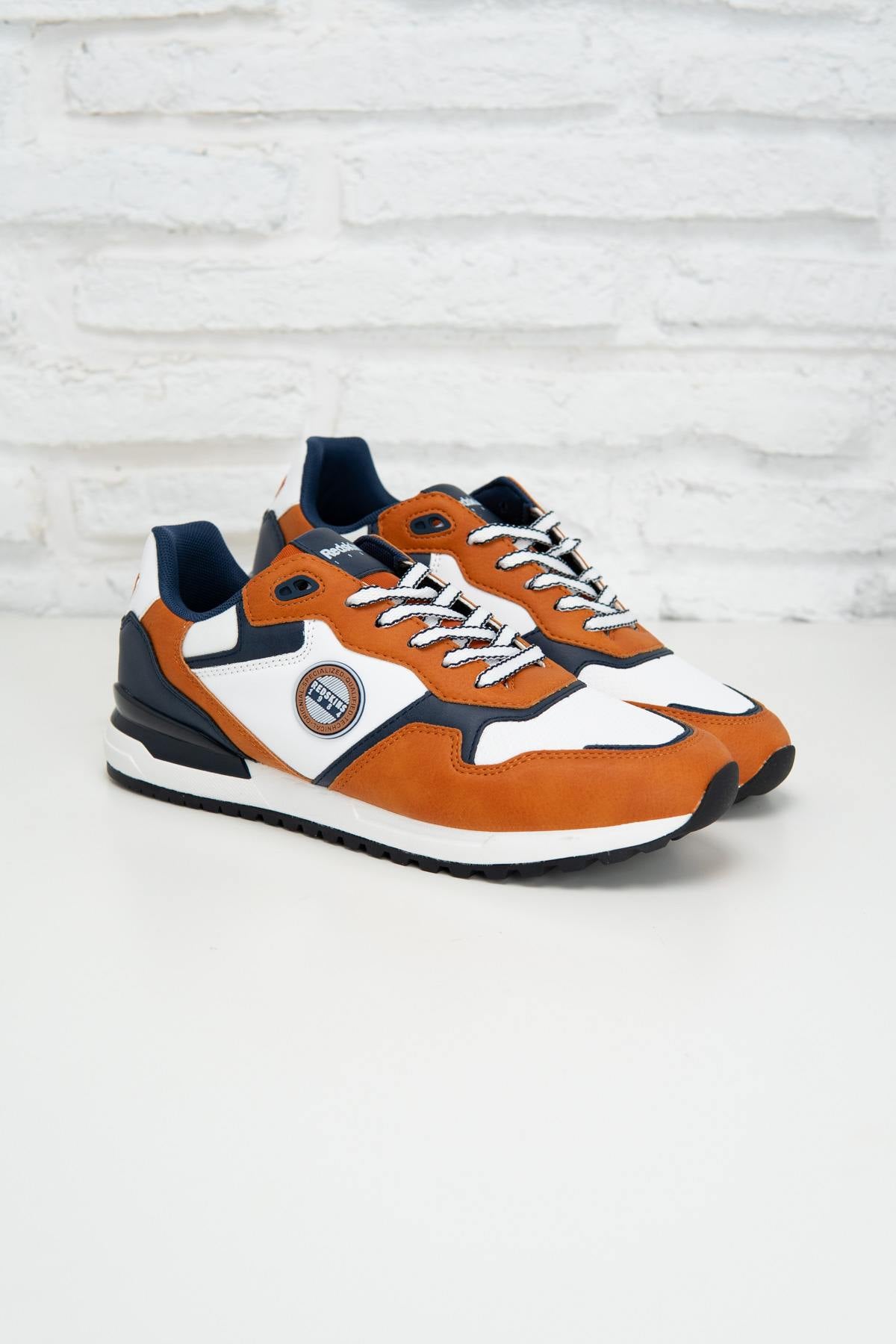 Men's orange, navy and white sneakers - Image n°1
