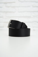 Black micro-perforated leather belt - Image n°1