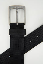 Black micro-perforated leather belt - Image n°2