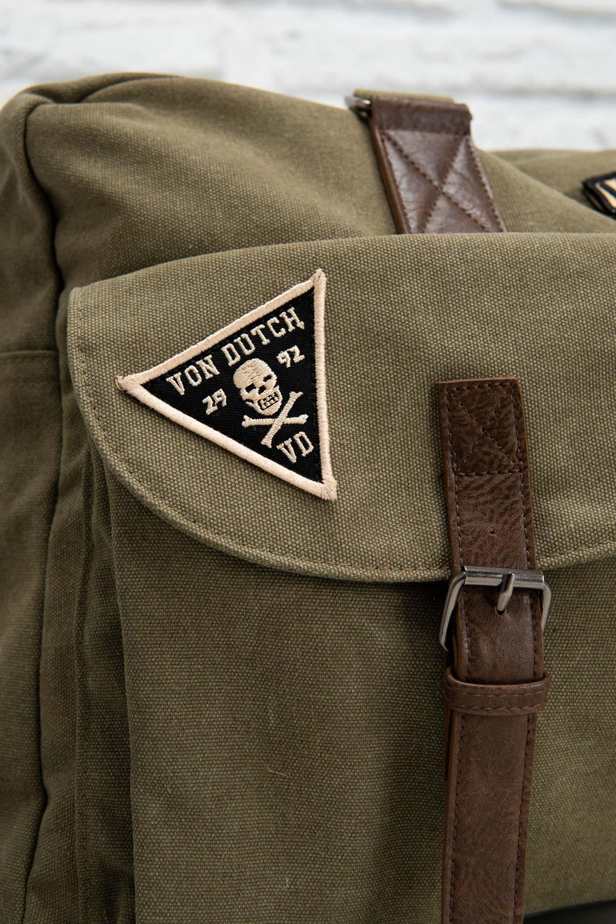 Khaki messenger bag with patches - Image n°2